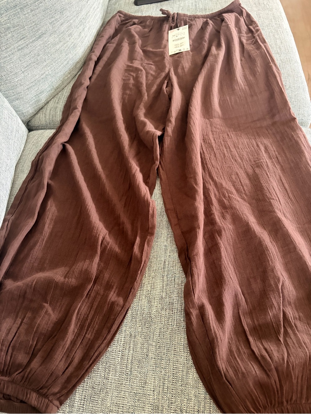 Women’s Zara Baloın Pants in Chocolate Brown 100% cotton NWT
